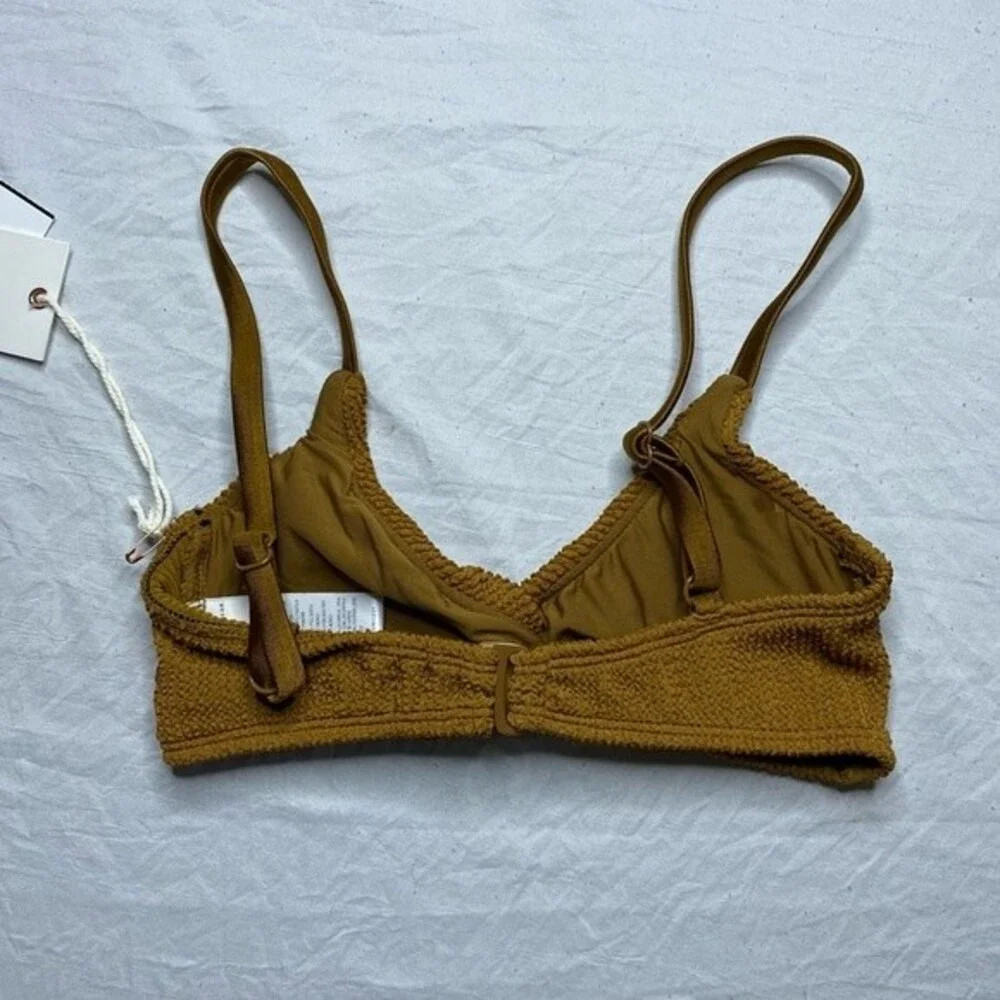 NWT Good American Crinkle Always Fits Twist Top Bronze Brown Size 1 (Small)